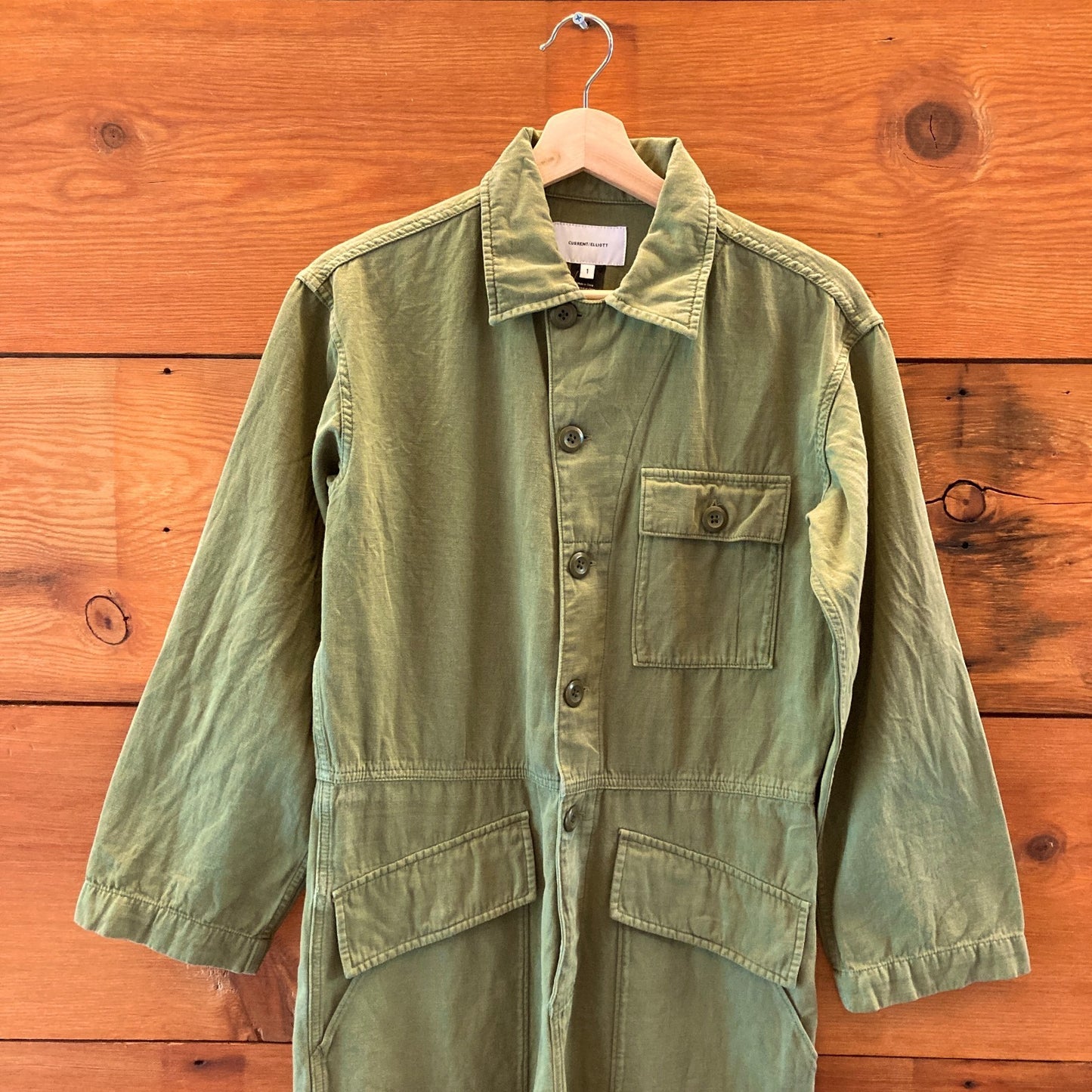 Current Elliott Green Long Sleeve Coveralls Richland Jumpsuit - Sz 1/S - 0223LA