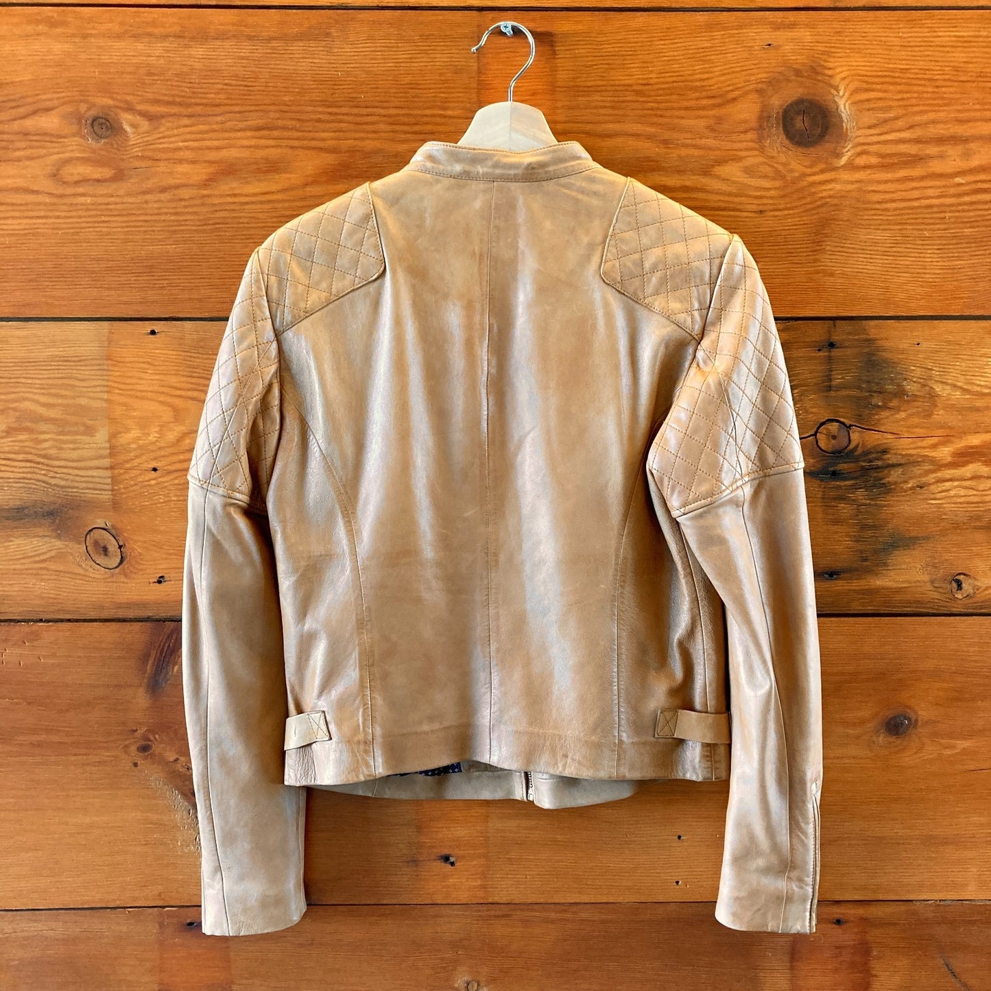 Bod & Christensen Tan Quilted Leather Zip Up Jacket - Size M - 1030SF