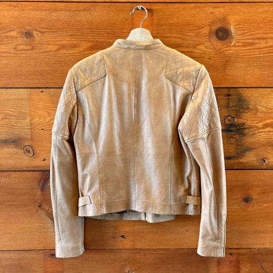 Bod & Christensen Tan Quilted Leather Zip Up Jacket - Size M - 1030SF