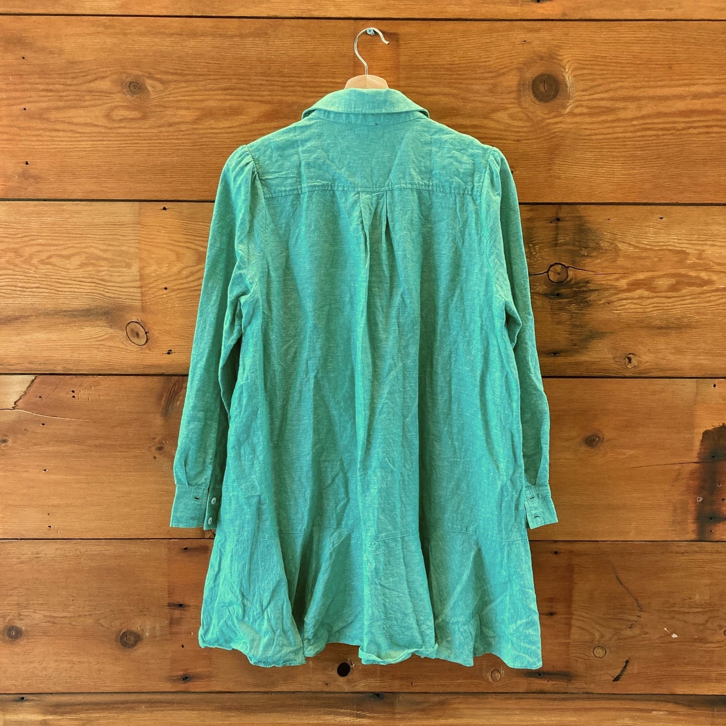 Tuckernuck Green Long Sleeve Linen Mini Callahan Shirt Dress - Size M - 0710SD