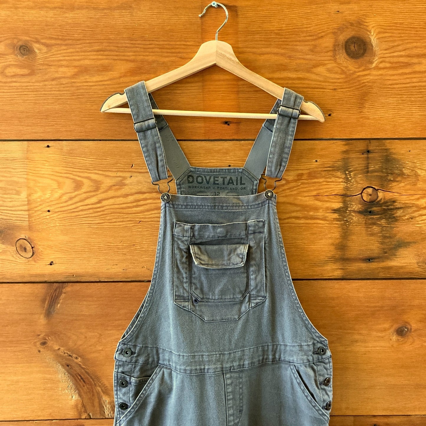Dovetail Gray Canvas Freshly Reinforced Knees Overalls - Size 12 / 32 - 1209SH