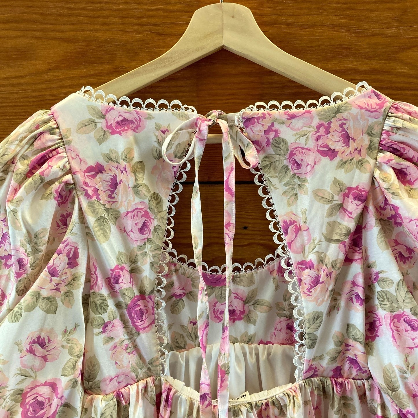 For Love & Lemons Pink Floral Milani Babydoll Mini Dress - Size L - 0521AB
