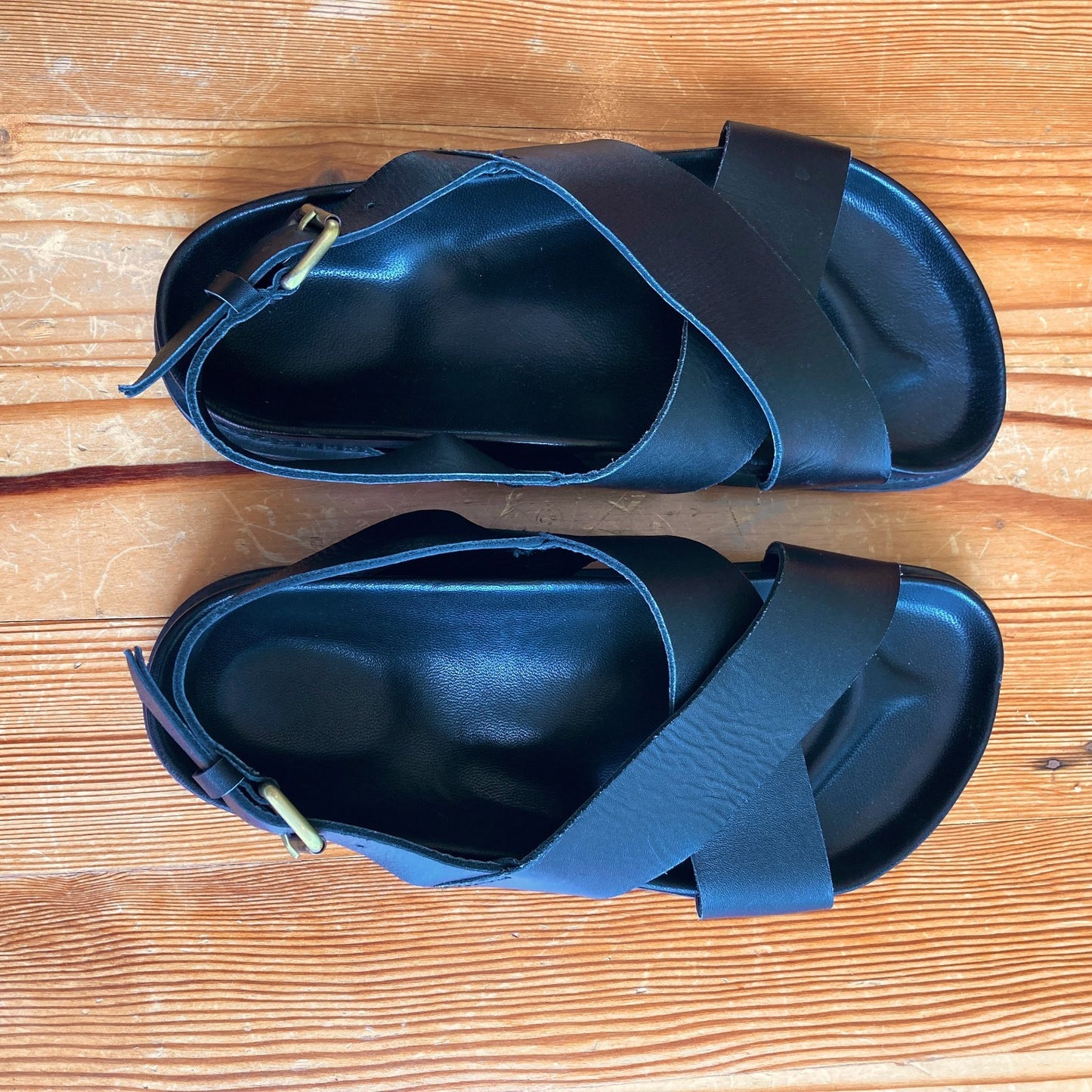 Liberte Black Leather Capri Open Toe Sandals Shoes - Size 38 / 8 - 0405LS