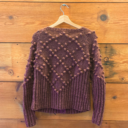 XS - Liz Alig $220 Brown Handknit Wool Jill Button Up Cardigan Sweater 0606RO