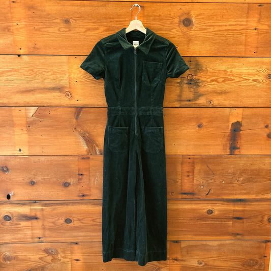 Maeve Anthropologie Green Colette Weekend Corduroy Jumpsuit - Size 0 - 0312IG