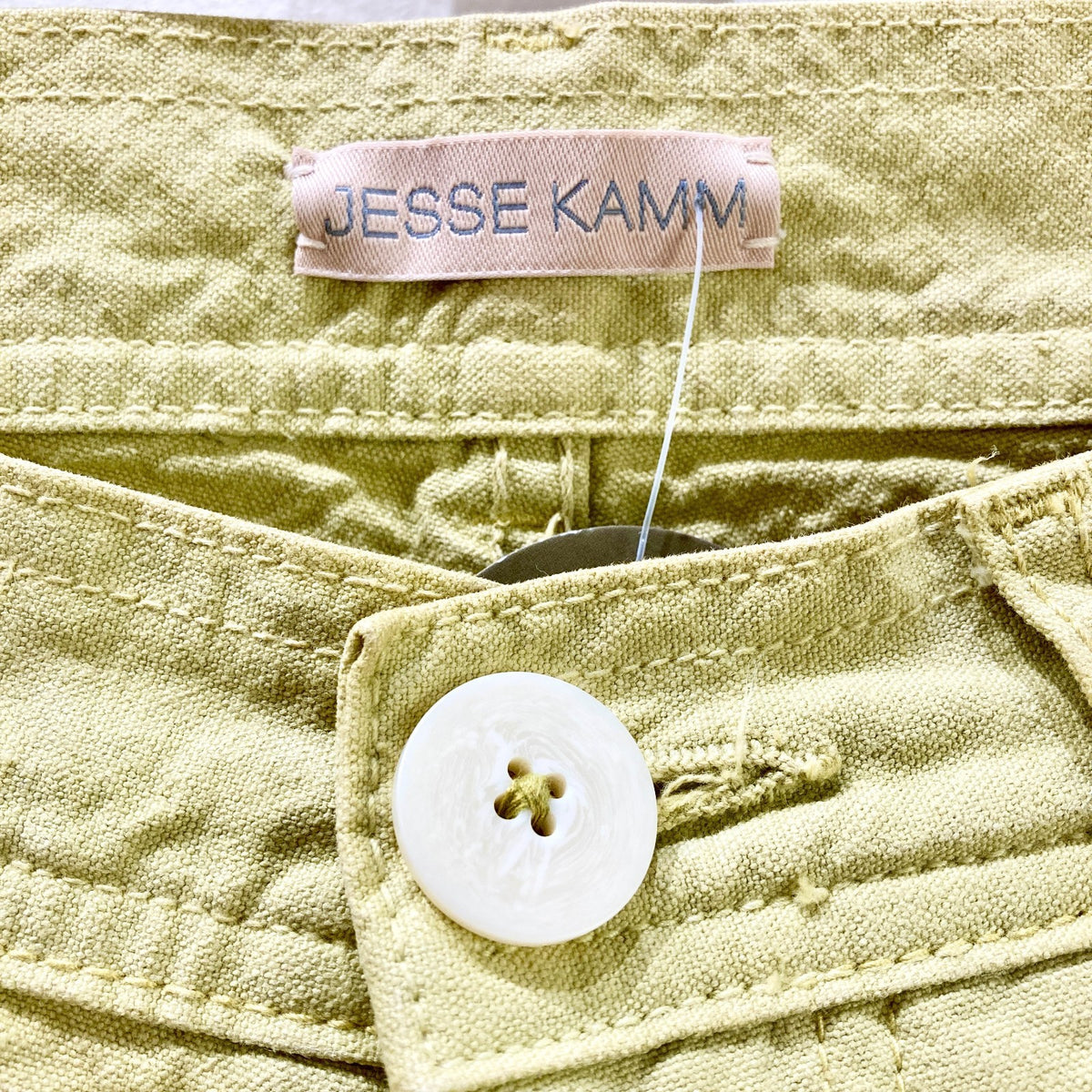 Jesse Kamm Lime Green Button Fly Wide Leg Waxed Canvas Pants - Size 2 - 0920PW
