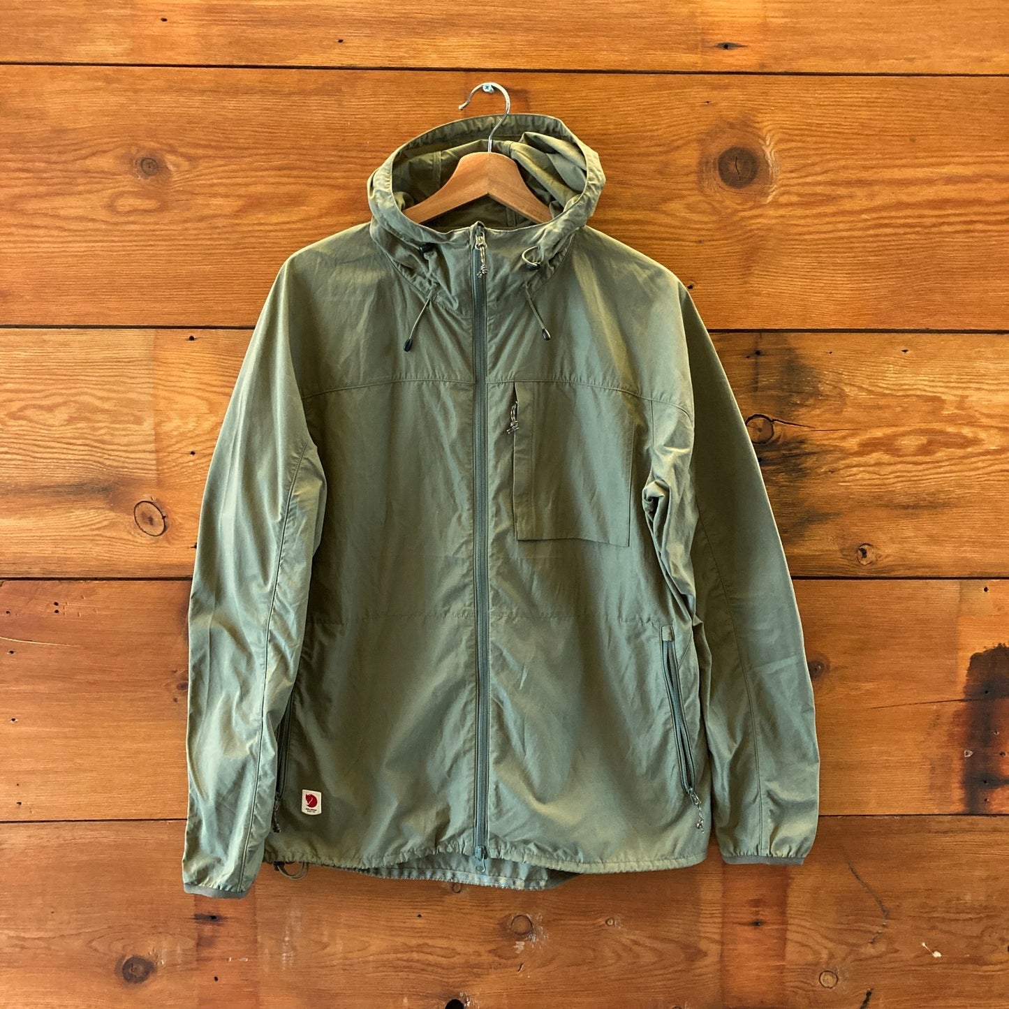 FjallRaven Olive Green Hooded High Coast Wind Jacket - Size L - 0815CJ