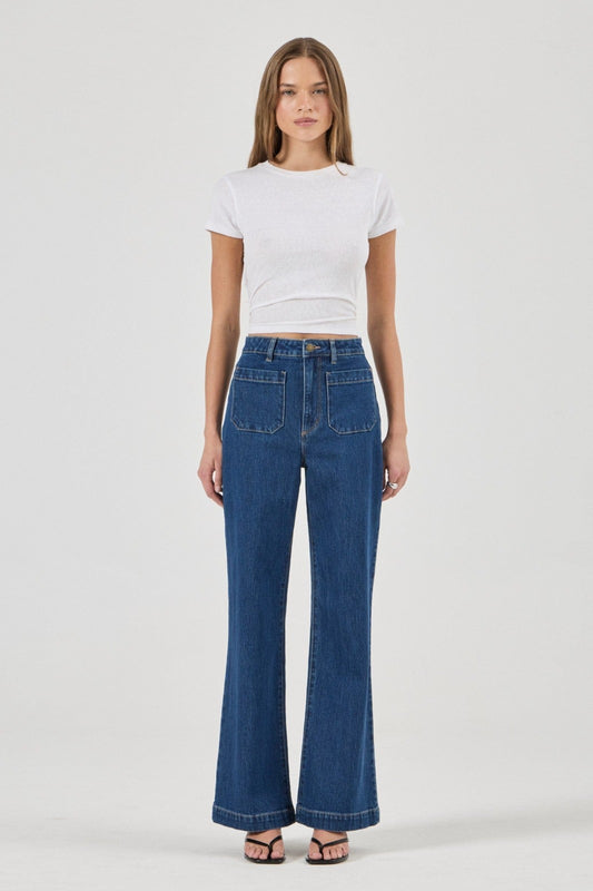 Rolla's Organic Dark Blue NEW Sailor High rise Wide Leg Jeans - Size 24 - 0313SH