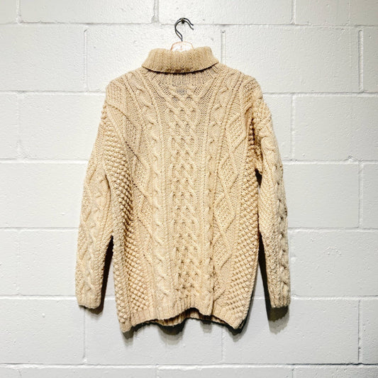 Burberry Vintage Ivory White Turtleneck New Wool Sweater - Size S - 1201CC