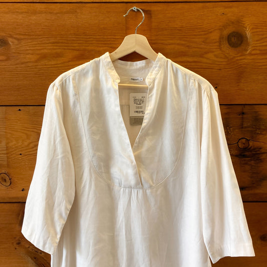 Filippa K Ivory V Neck 3/4 Sleeve Tencel Tunic Mini Dress - Size M - 0705MD
