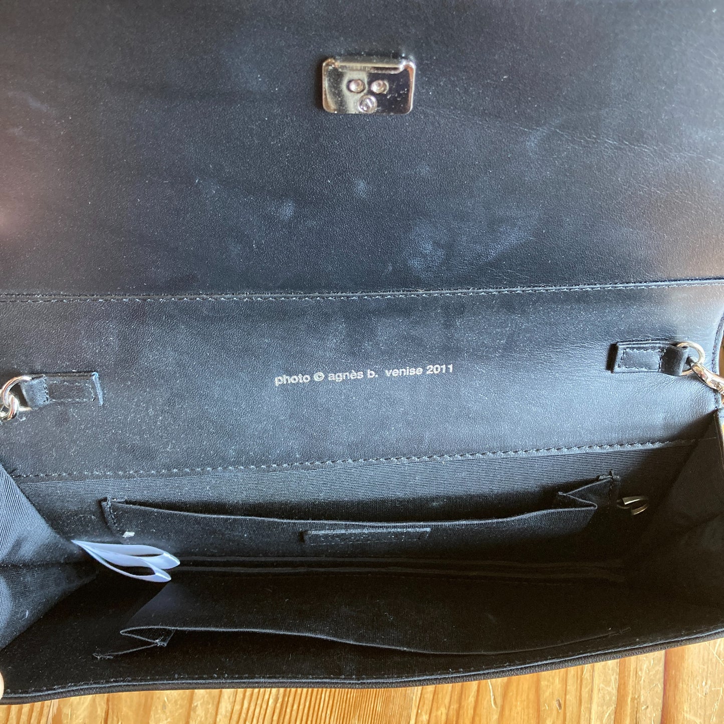Agnes B $525 Black Patterned Fold Top Clutch Purse - NEW - 0416JW
