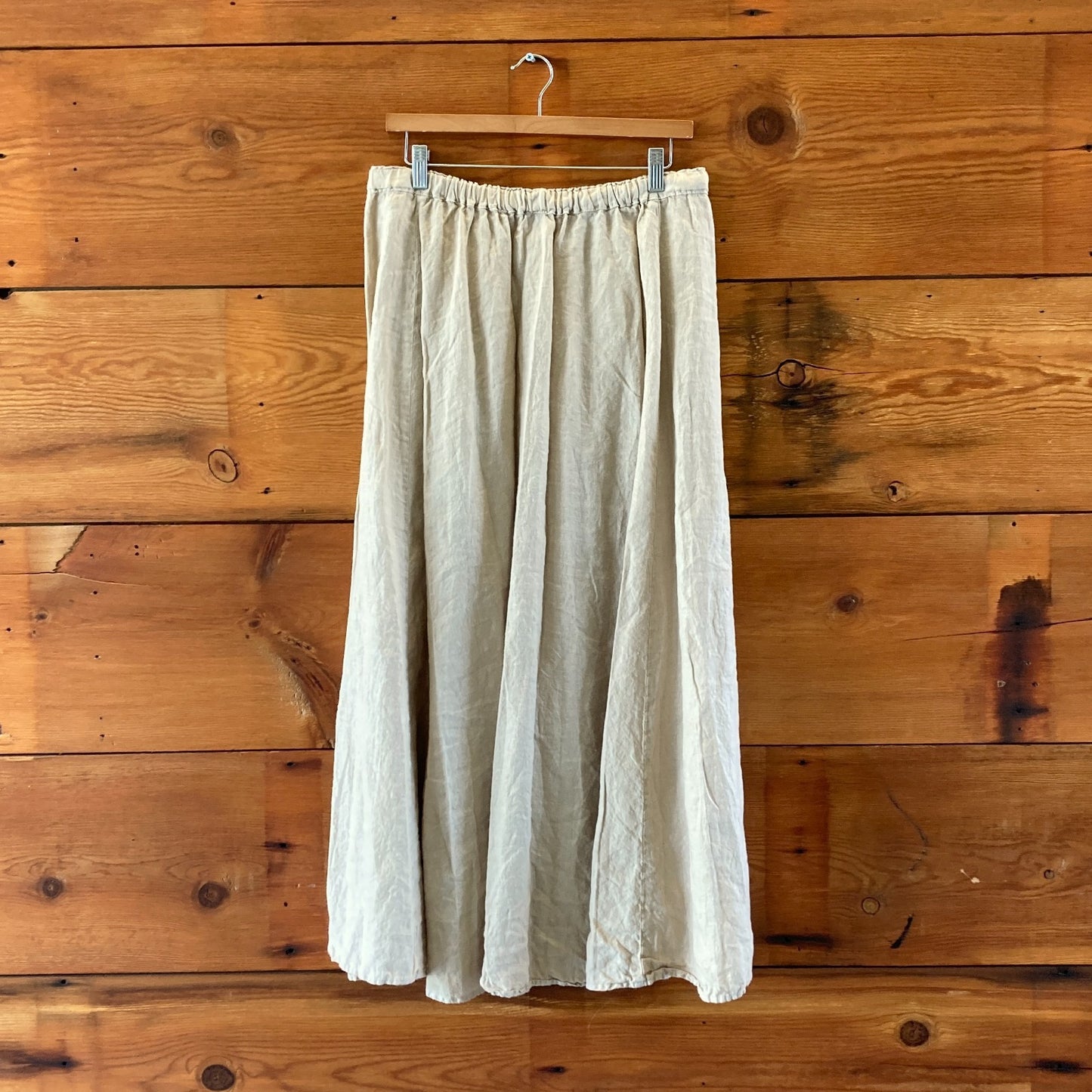 Velvet Graham & Spencer Tan Linen Drawstring Maxi Skirt - Size M - 4427SC