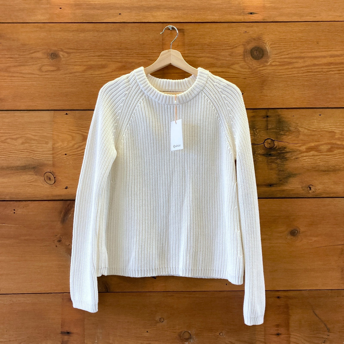 Quince NEW White Fisherman Crew Neck Organic Cotton Sweater - Size S - 0621AF