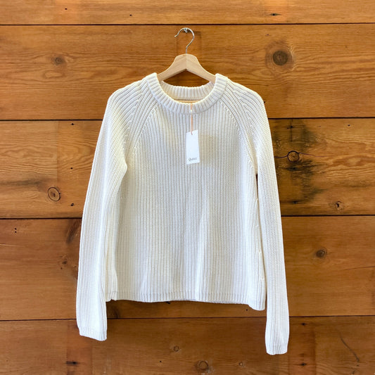 Quince NEW White Fisherman Crew Neck Organic Cotton Sweater - Size S - 0621AF