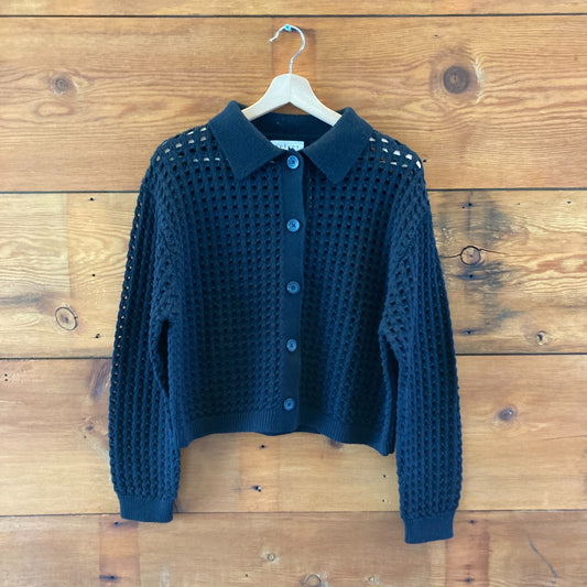 Velvet Graham & Spencer Black Button Front Cardigan Sweater - Size M - 4427SC