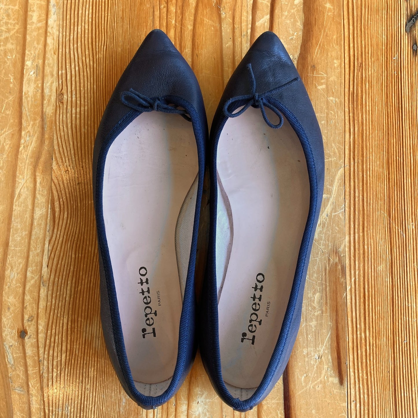 Repetto Navy Blue Pointed Toe Brigitte Ballet Flats Shoes - Size 39 / 8 - 0306CH
