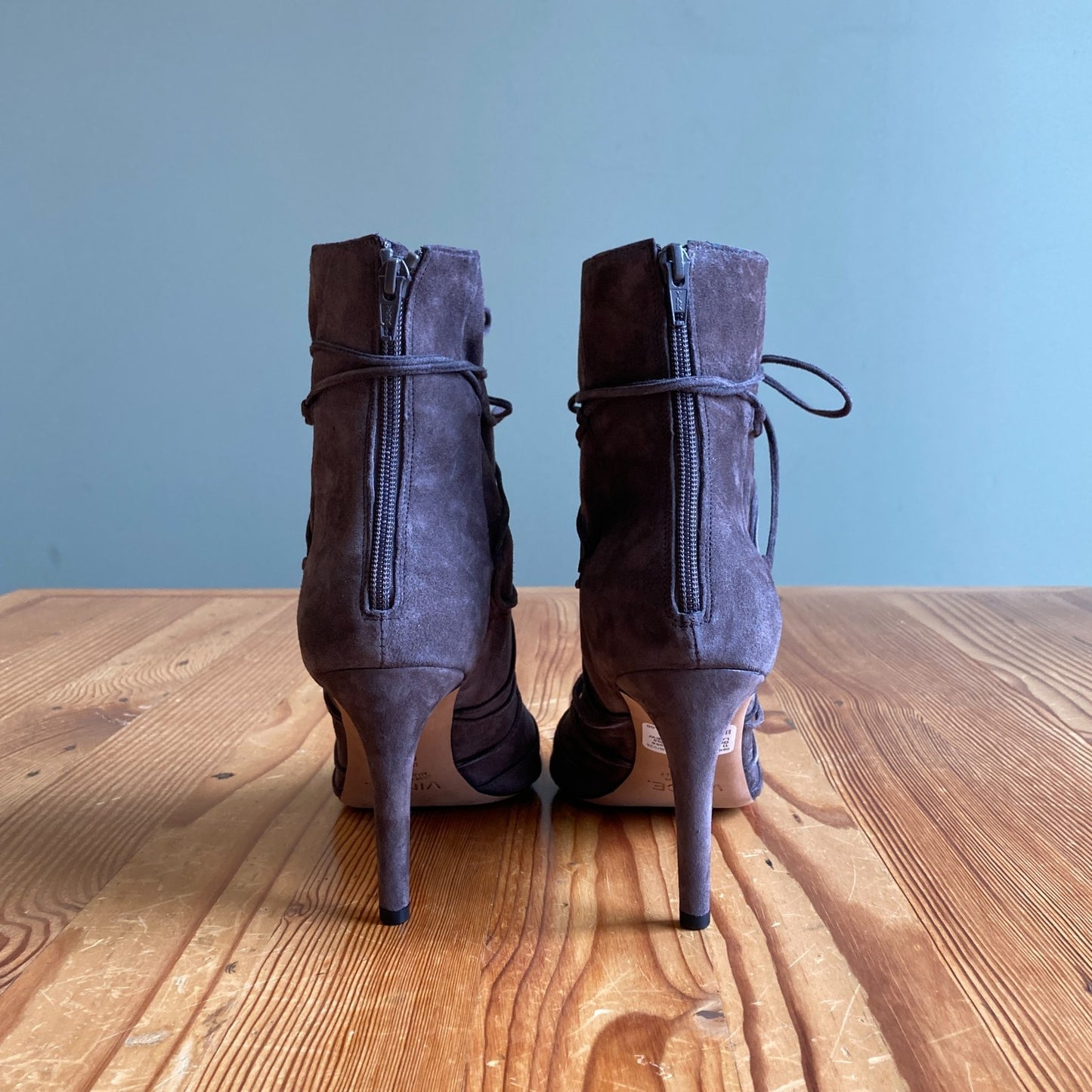 11 - Vince $425 Smoke Gray Open Toe Adisa Lace Heels Shoes NEW w/ Box 0919LF