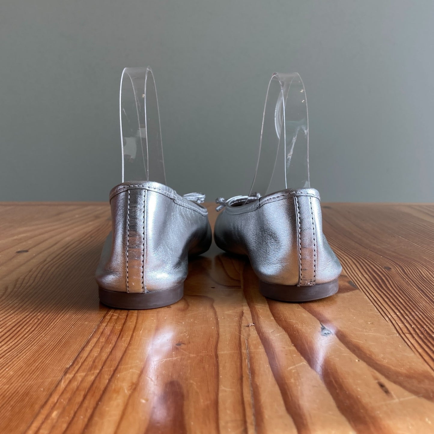 7 - Schutz Silver Leather Metallic Arissa Square Toe Flats Ballet Shoes 1130MM