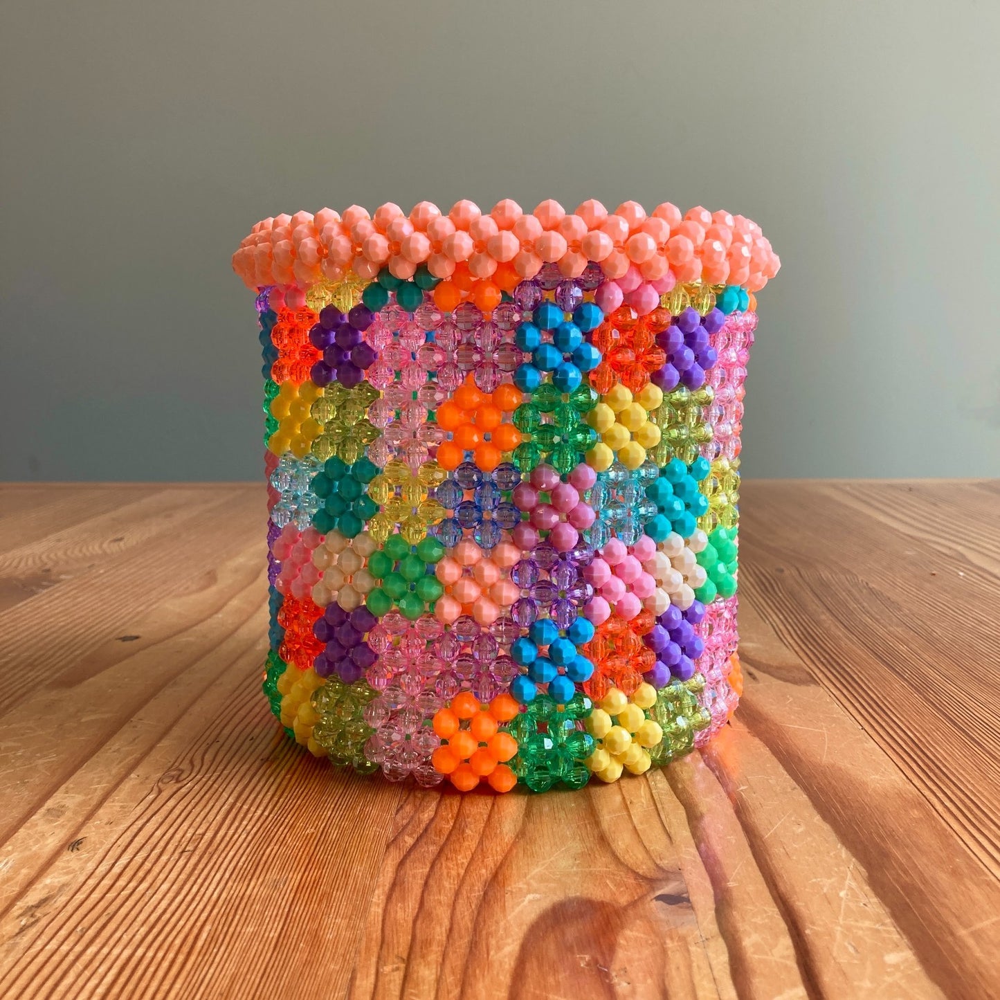 Susan Alexandra Colorful Beaded Planter Vase Bucket - 0105MR