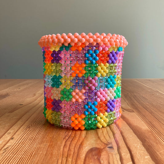 Susan Alexandra Colorful Beaded Planter Vase Bucket - 0105MR