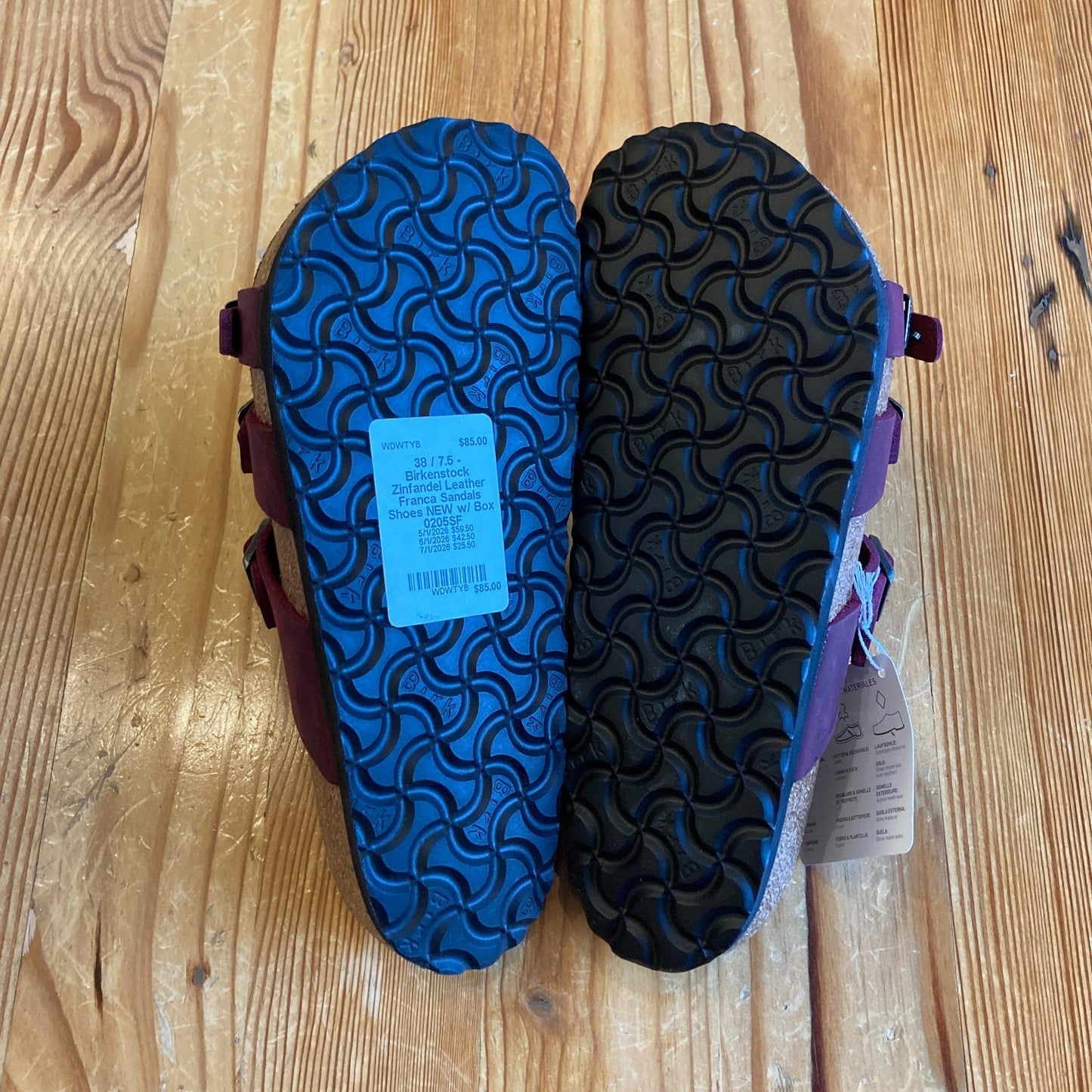 38 / 7.5 - Birkenstock Zinfandel Leather Franca Sandals Shoes NEW w/ Box 0205SF