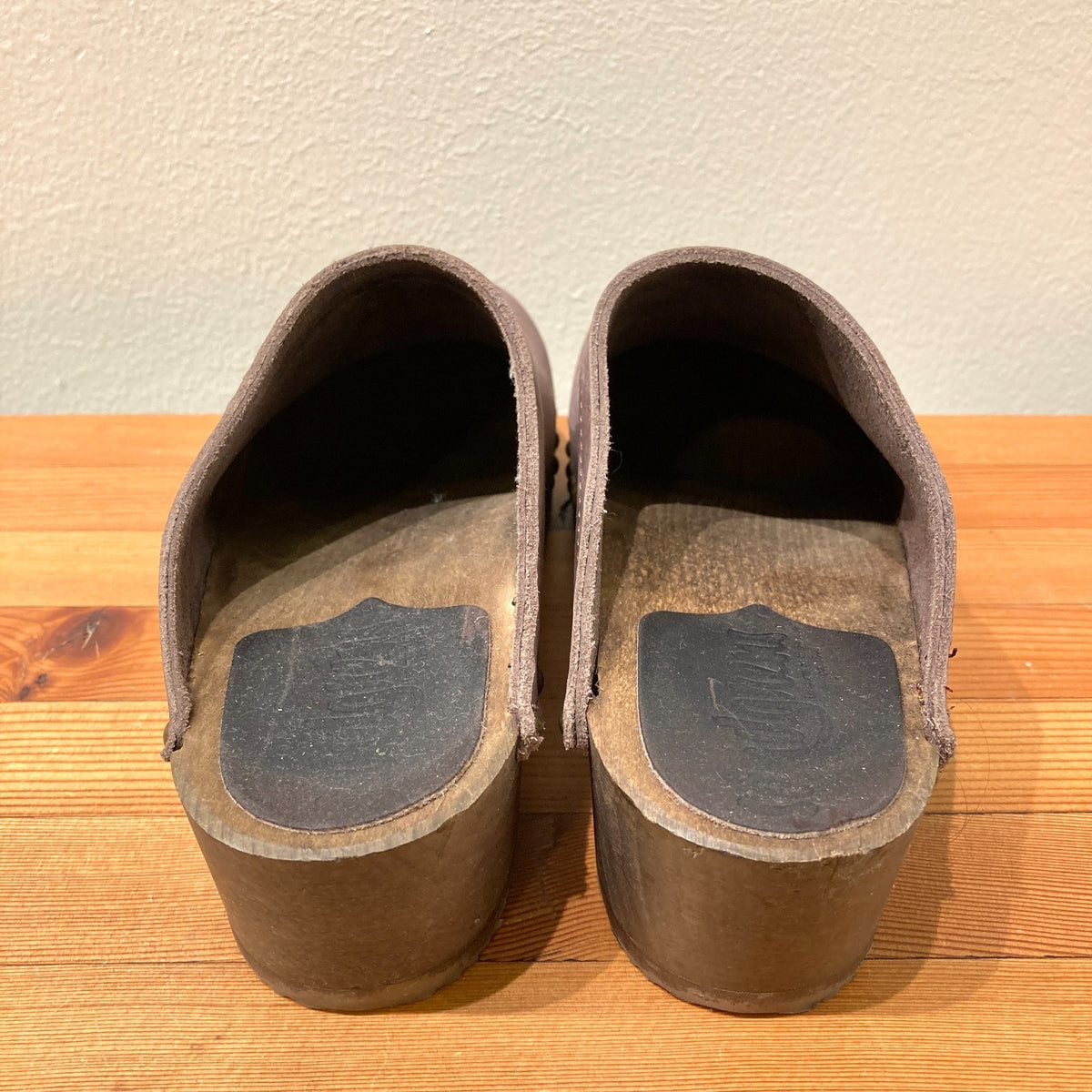 Sandgrens Brown Leather Wood Studded Clog Mule Shoes - Size 37 / 6.5 - 0312IG
