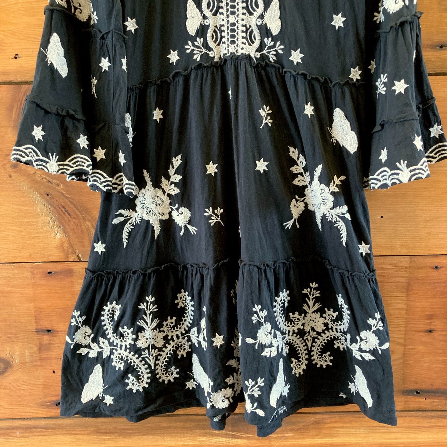 Johnny Was Los Angeles Black White Embroidered Arzella Dress - Size S - 0617RF