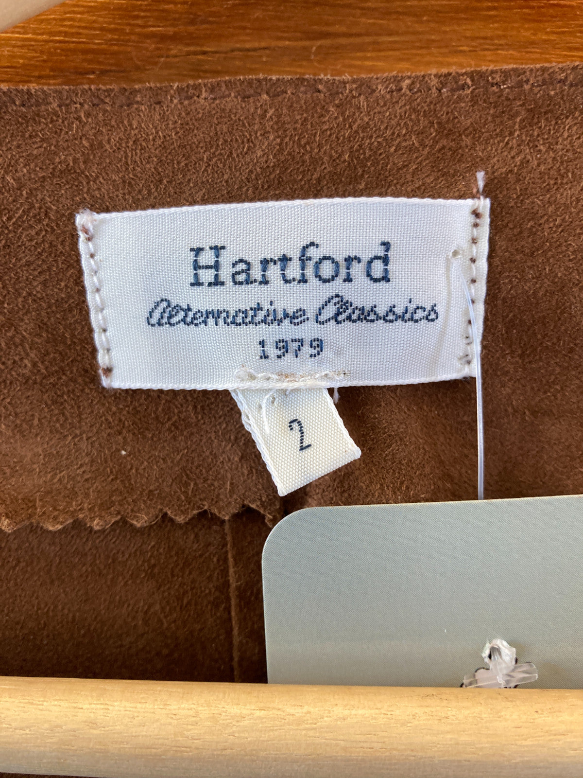 Hartford Brown Goat Suede Leather Draped Front Long Jacket - Size 2 / M - 4427SC