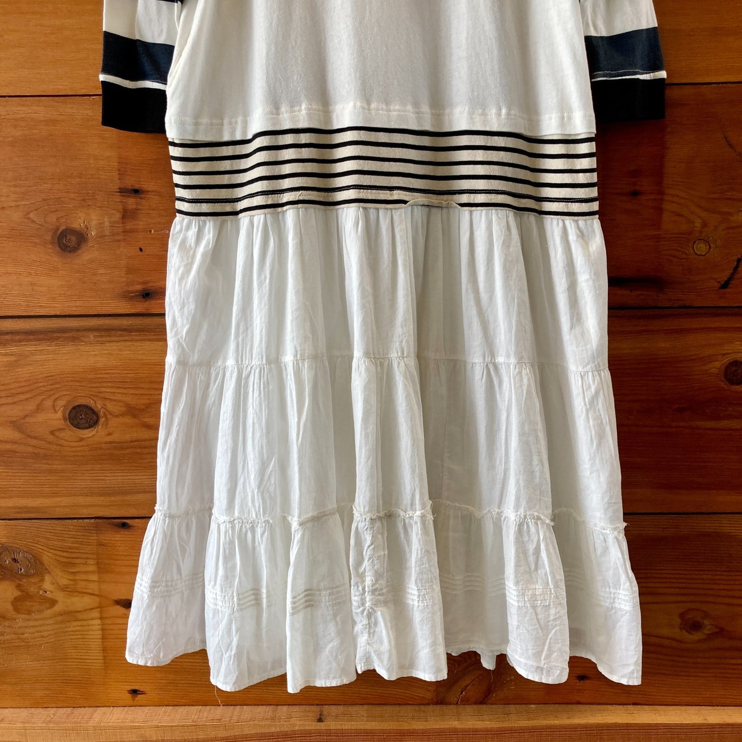 Free People NEW White Long Sleeve Stripe Accent Maxi Dress - Size S - 0425SV