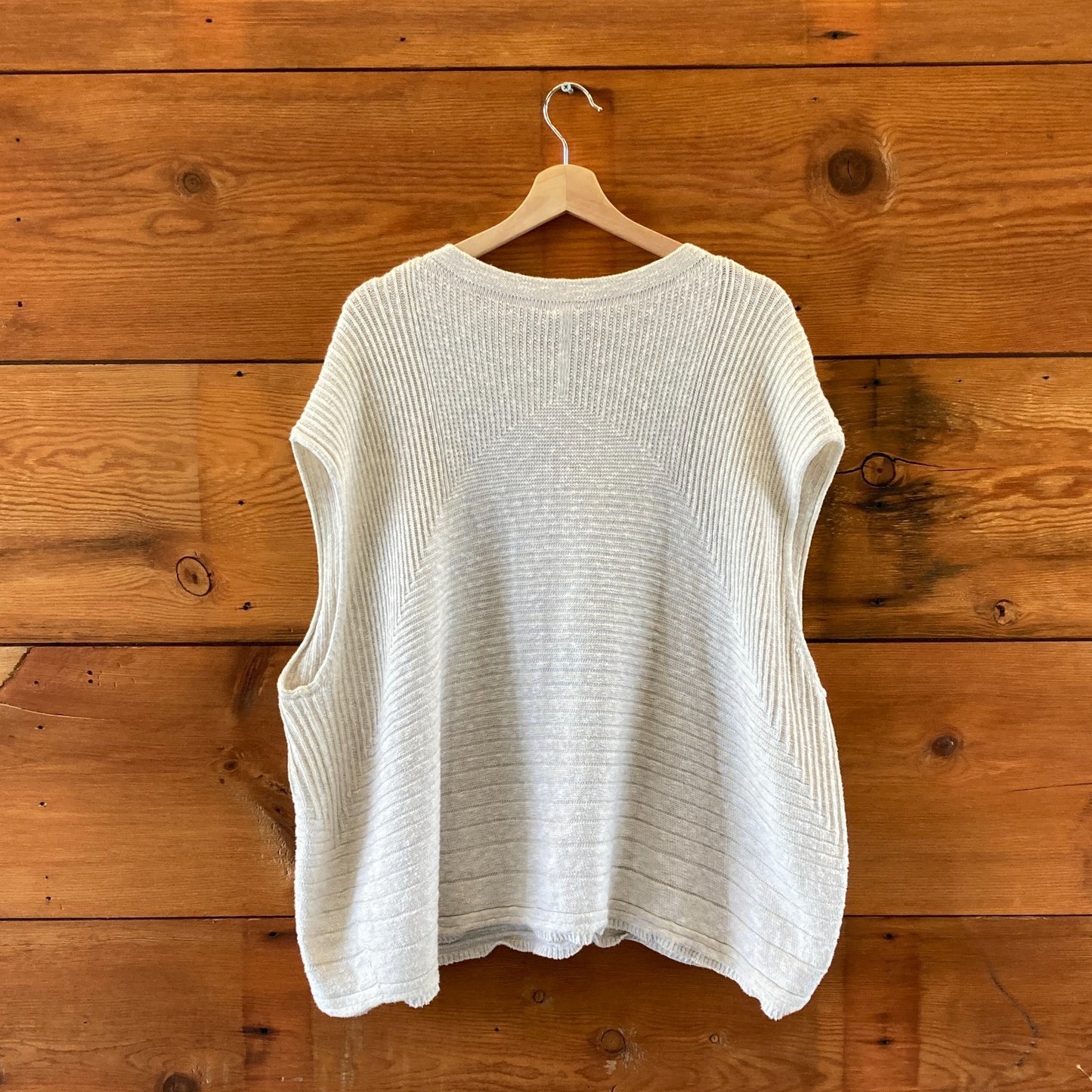 Tamaki Niime Light Gray Cap Sleeve Ribbed Knit Sweater Top - One Size - 0223LA