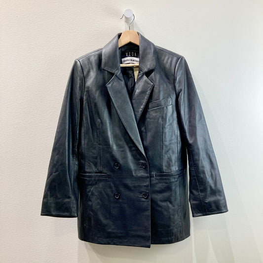 Reformation Veda Edition Leather Bowery Blazer Womens Jacket - Size S - 0607AB