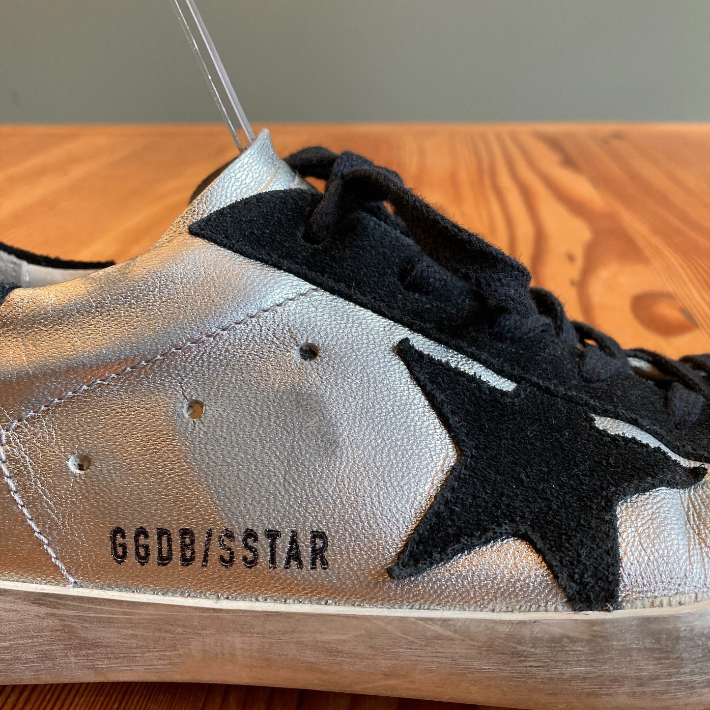 39 / 9 - Golden Goose $580 Silver Leather Lace Up Super Star Sneakers 0619JA