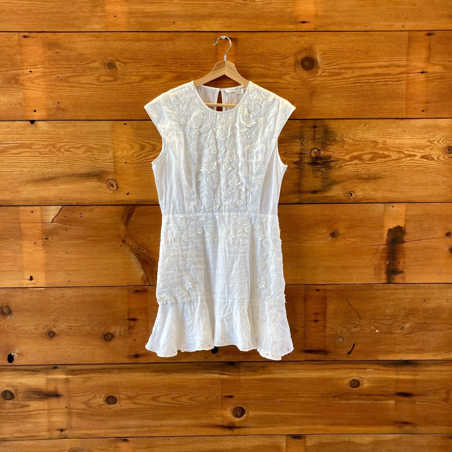 Veronica Beard White Embroidered Sleeveless Kerison Dress - Size 10 - 0617RF