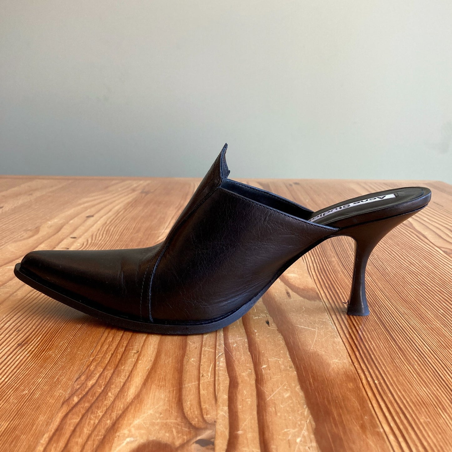 Acne Studios Black Rose Leather Mules Heels NEW w/ Box - Size 41 / 11 - 0811BN