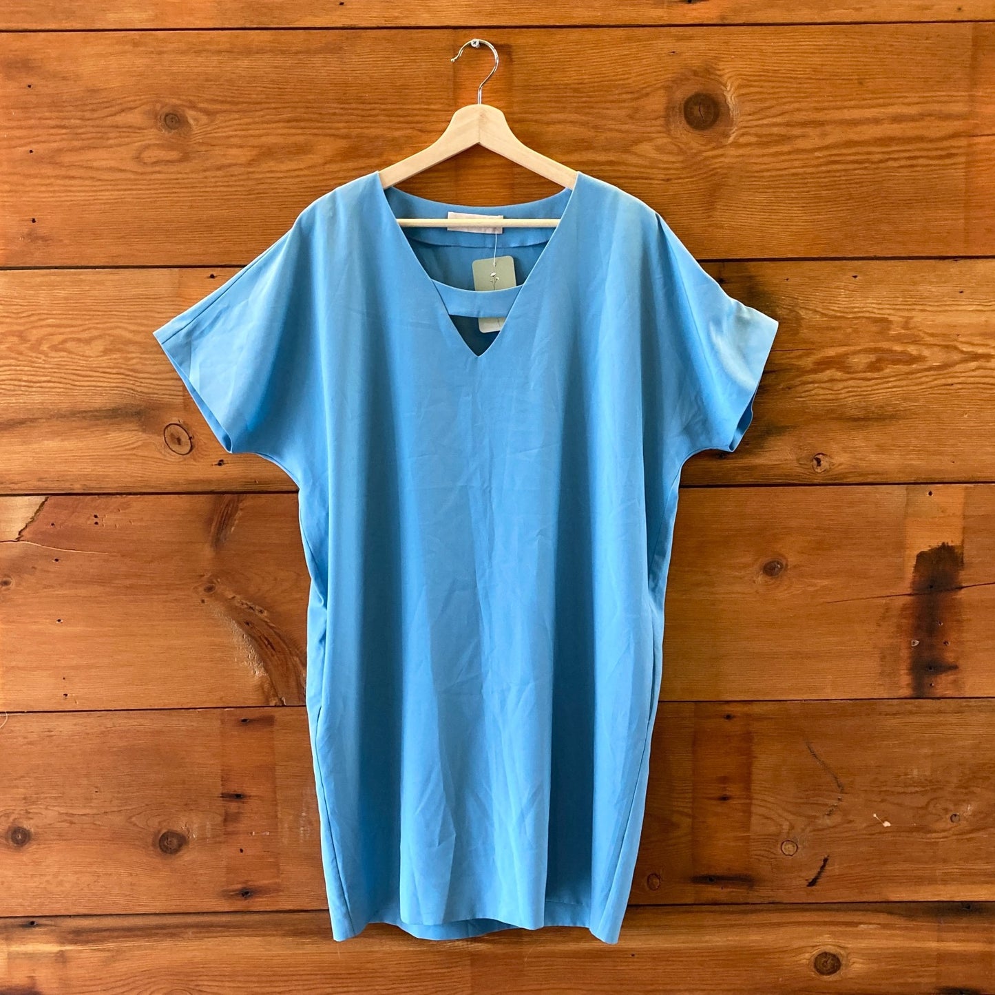 Cacharel Light Blue Short Sleeve V-Neck Shift Dress - Size M / L - 0813KW