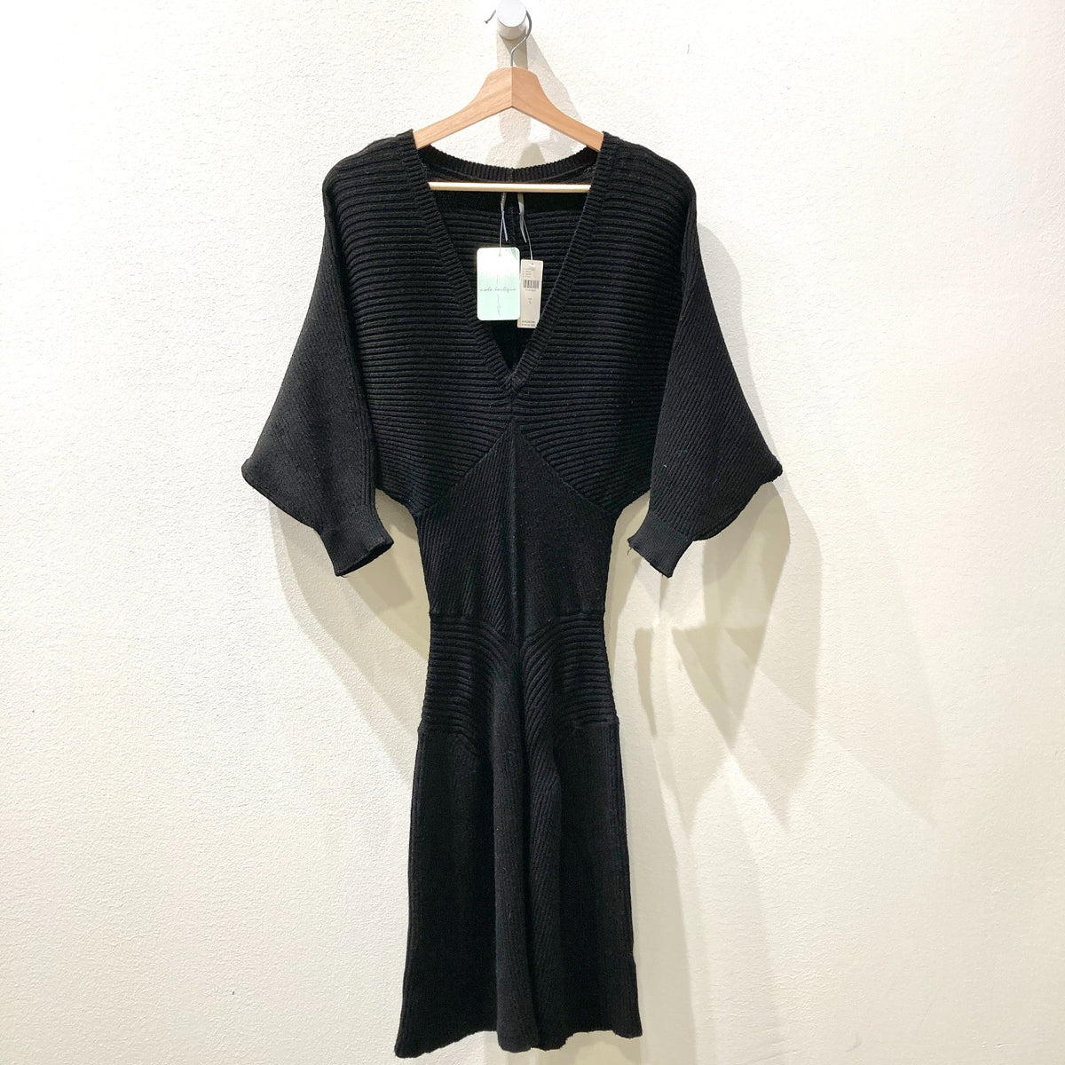 Anthropologie $168 Black Ribbed Colorblock Sweater Dress - Size M - NEW - 0715DP