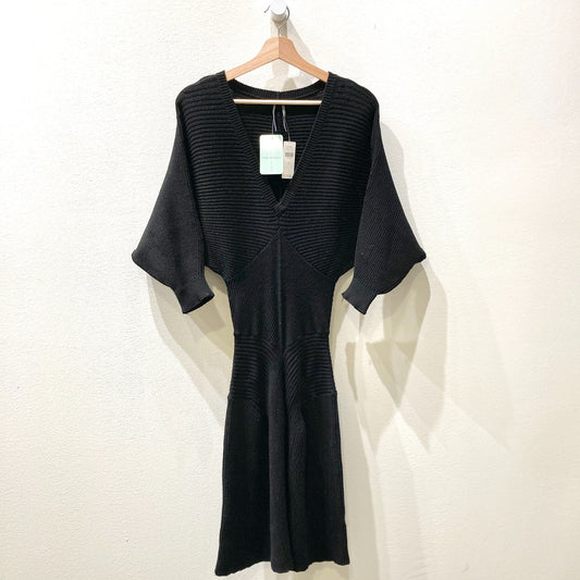 Anthropologie $168 Black Ribbed Colorblock Sweater Dress - Size M - NEW - 0715DP