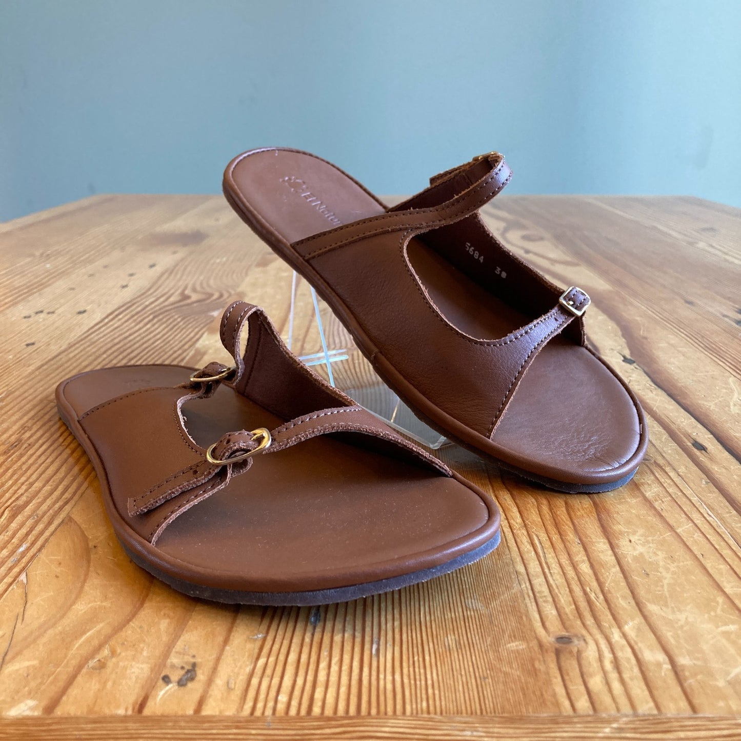 El Naturalista Brown Nappa Leather Bare Sandals NEW w/ Box - Size 38 - 0627LH