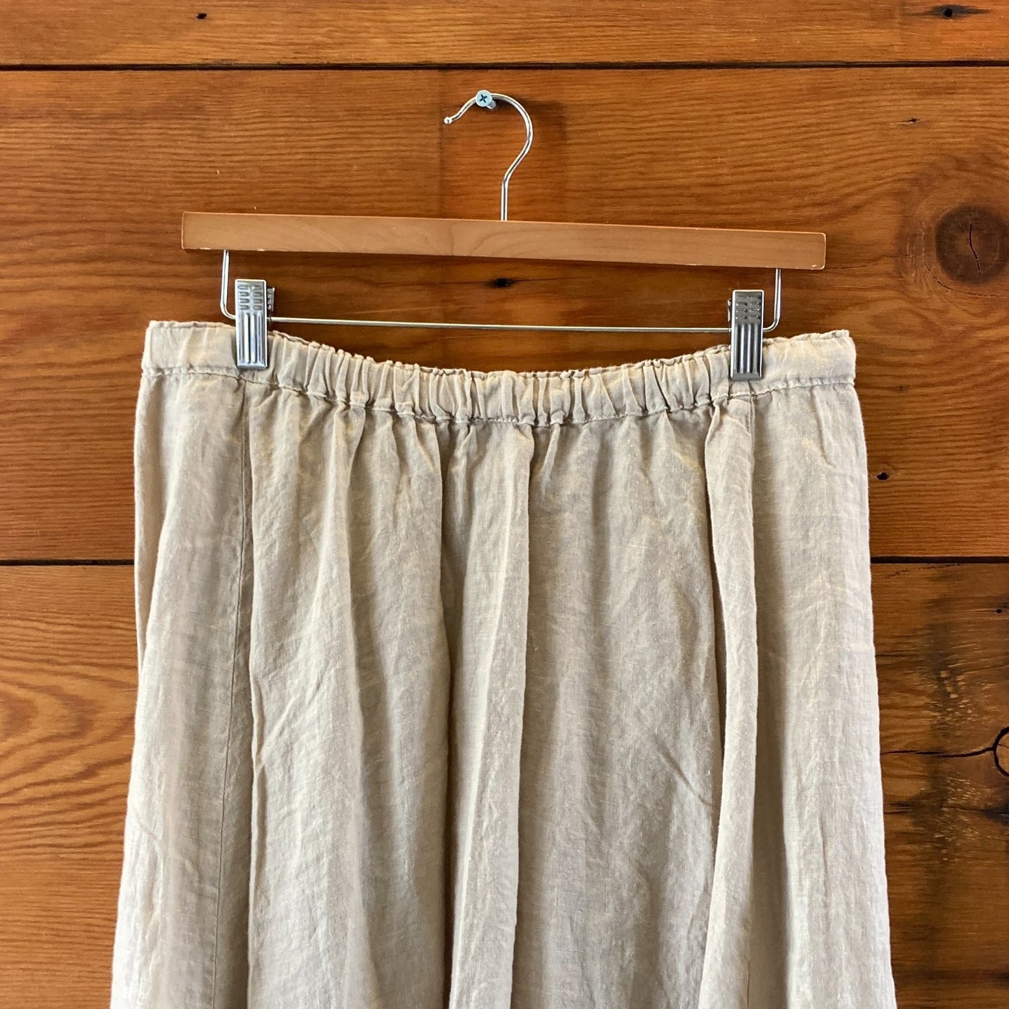 Velvet Graham & Spencer Tan Linen Drawstring Maxi Skirt - Size M - 4427SC