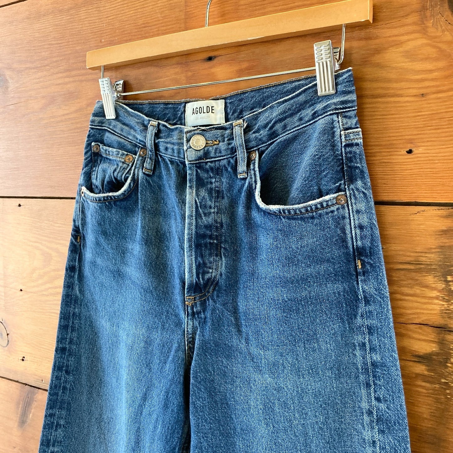 AGOLDE Medium Wash Ren Button Fly Wide Leg High Rise Jeans - Size 24 - 1022ED