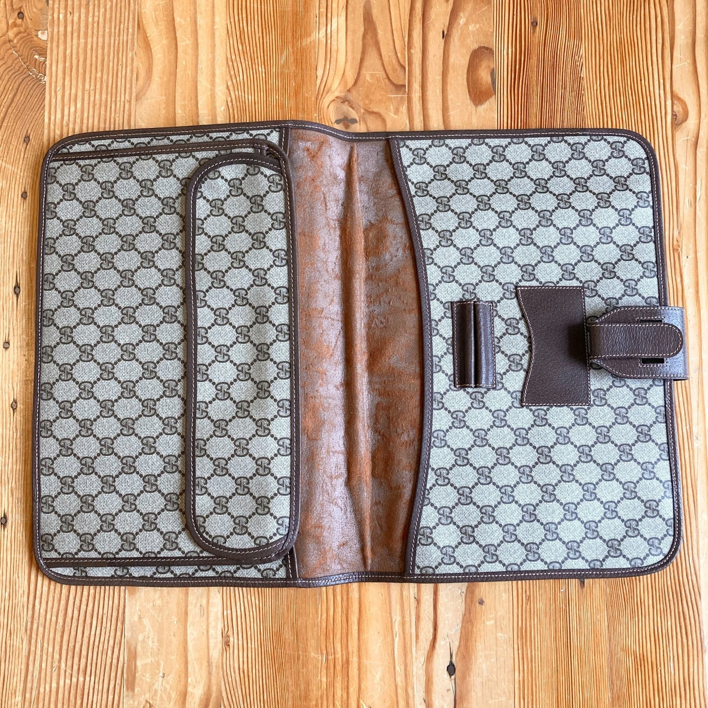 Vintage Gucci GG Monogram Supreme Sherry Web Ophidia Portfolio Laptop Bag 1227EL