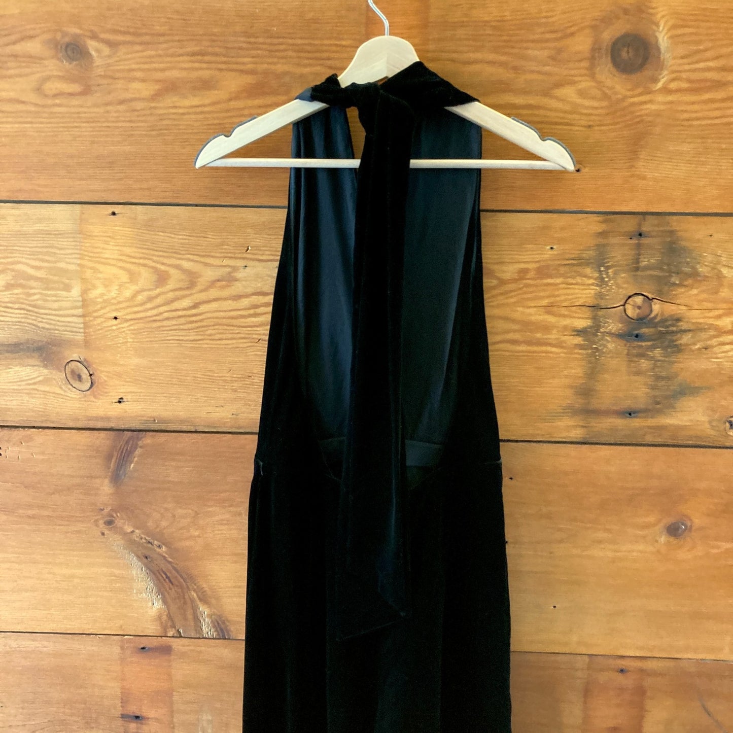 Sezane Black Velvet Shanice Wide Leg Halter Jumpsuit - Size 38 / M - 0208KS