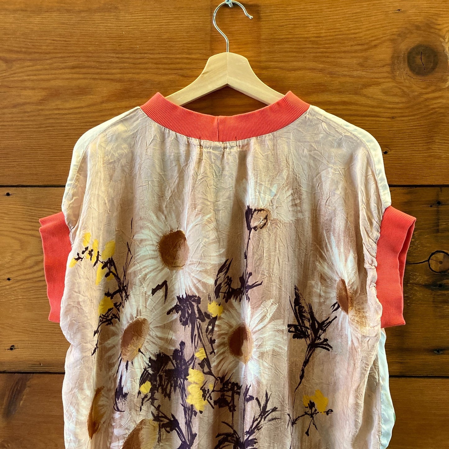 Tata Christiane Short Sleeve Rooter Feather Print Tunic Dress - Size S - 0813CG