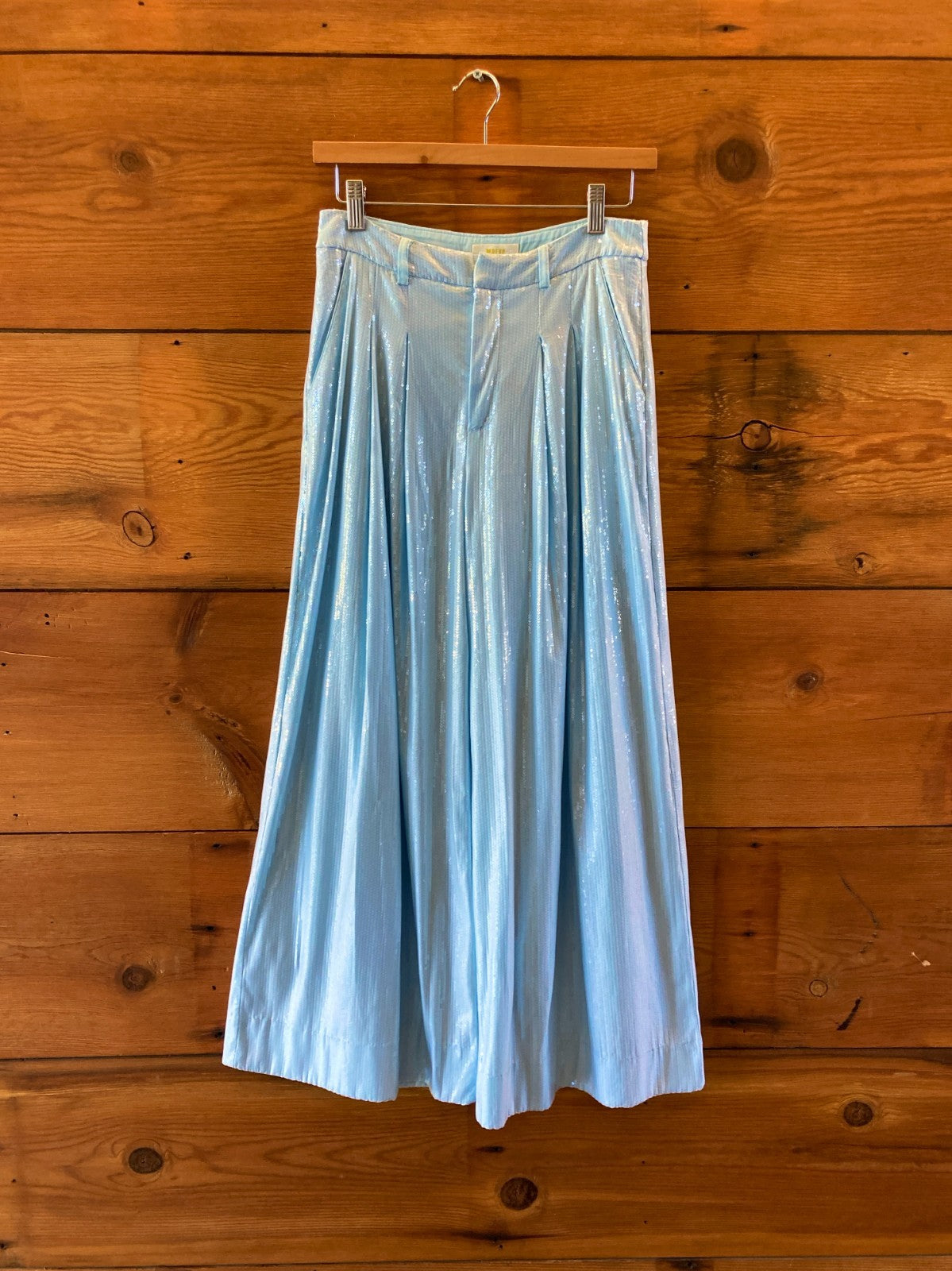Maeve Anthropologie Blue Sequin Wide Leg Avery Pants - Size 2 - 0520KP