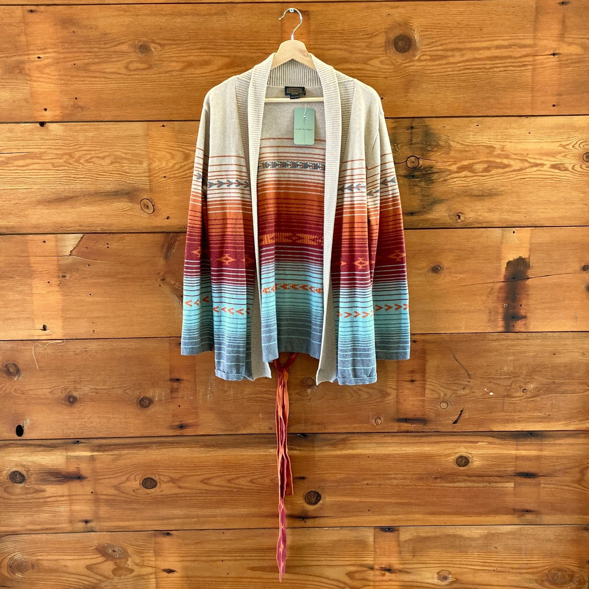 Pendleton Southwestern Print Monterey Belted Cardigan Sweater - Size L - 0320JS