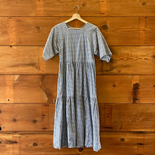 Christy Dawn Blue Floral Print Short Sleeve Tiered Theo Dress - Size XS - 0313SH