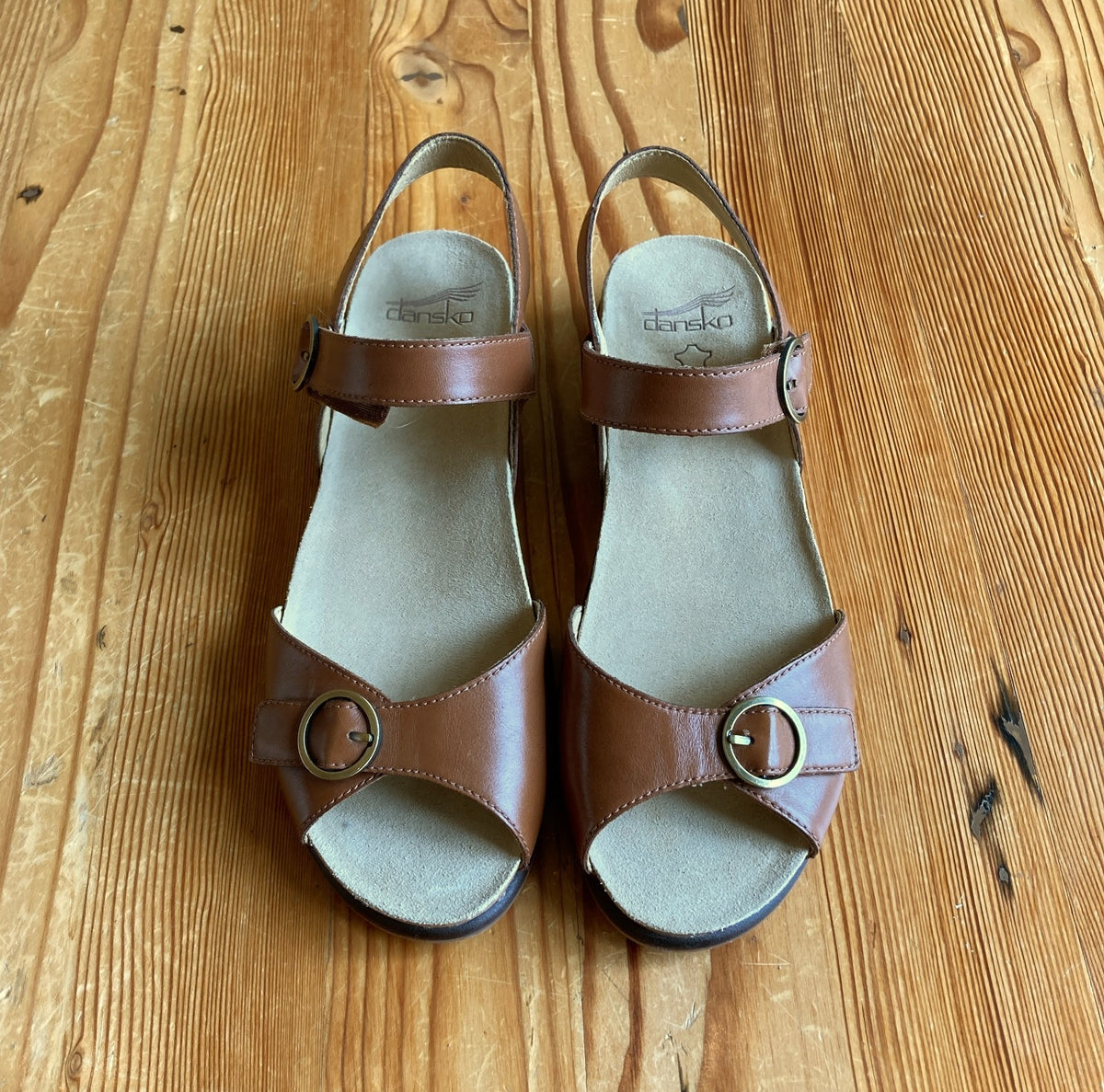 Dansko Tan Leather Adjustable Strap Candace Sandals - Size 39 / 8.5 - 9 - 0730RH