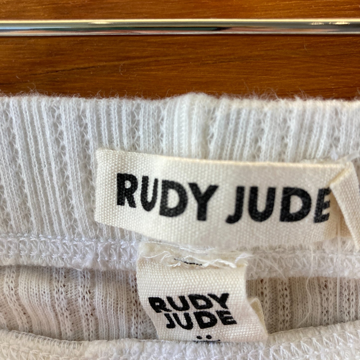 Rudy Jude White High Rise Stretch Cotton Rib Pointelle Shorts - Size XS - 0312IG