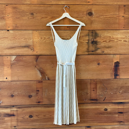 Ralph Lauren Black Label Tan Chevron Scoop Neck Dress - Size XS - 0426CR