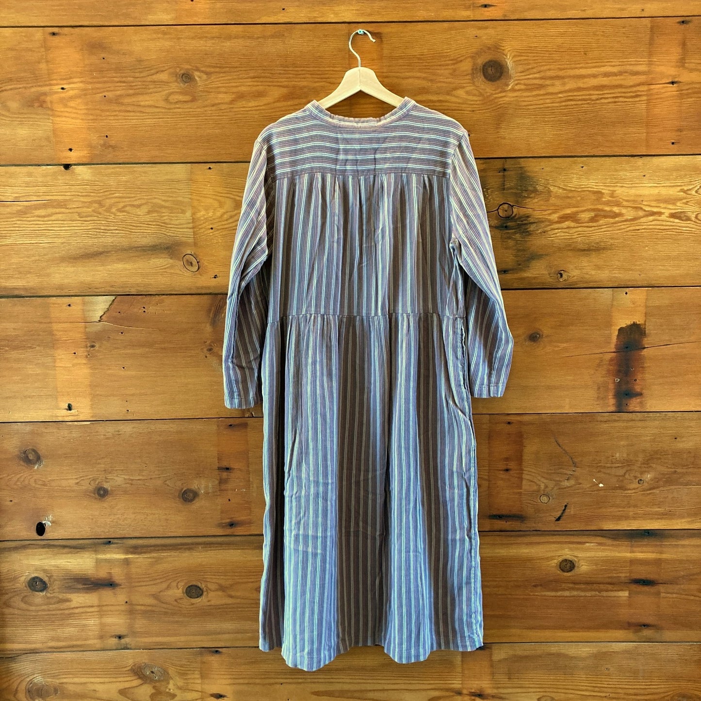 Ace & Jig Brown Wisteria Striped Long Sleeve Grace Dress - Size XL - 0218NM